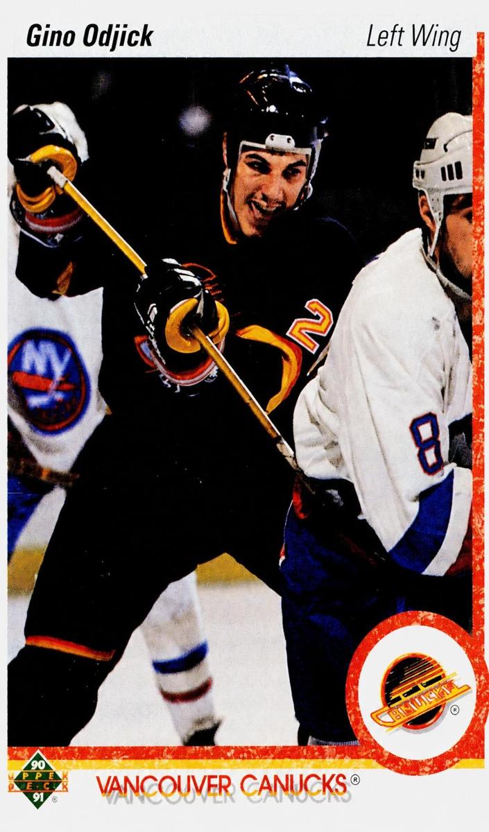 1990 Upper Deck Hockey Gino Odjick #518 PSA 8