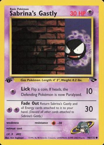 2000 Pokemon Gym Challenge 1st Edition Sabrina's Gastly #96 PSA 9