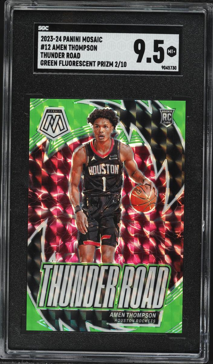 2023 Panini Mosaic Basketball Green Fluorescent Amen Thompson #12 SGC 9.5