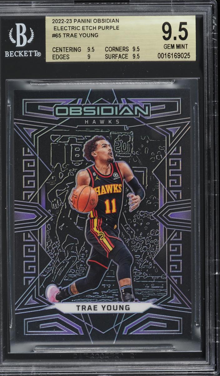 2022 Panini Obsidian Basketball Electric Etch Purple Trae Young #65 BGS 9