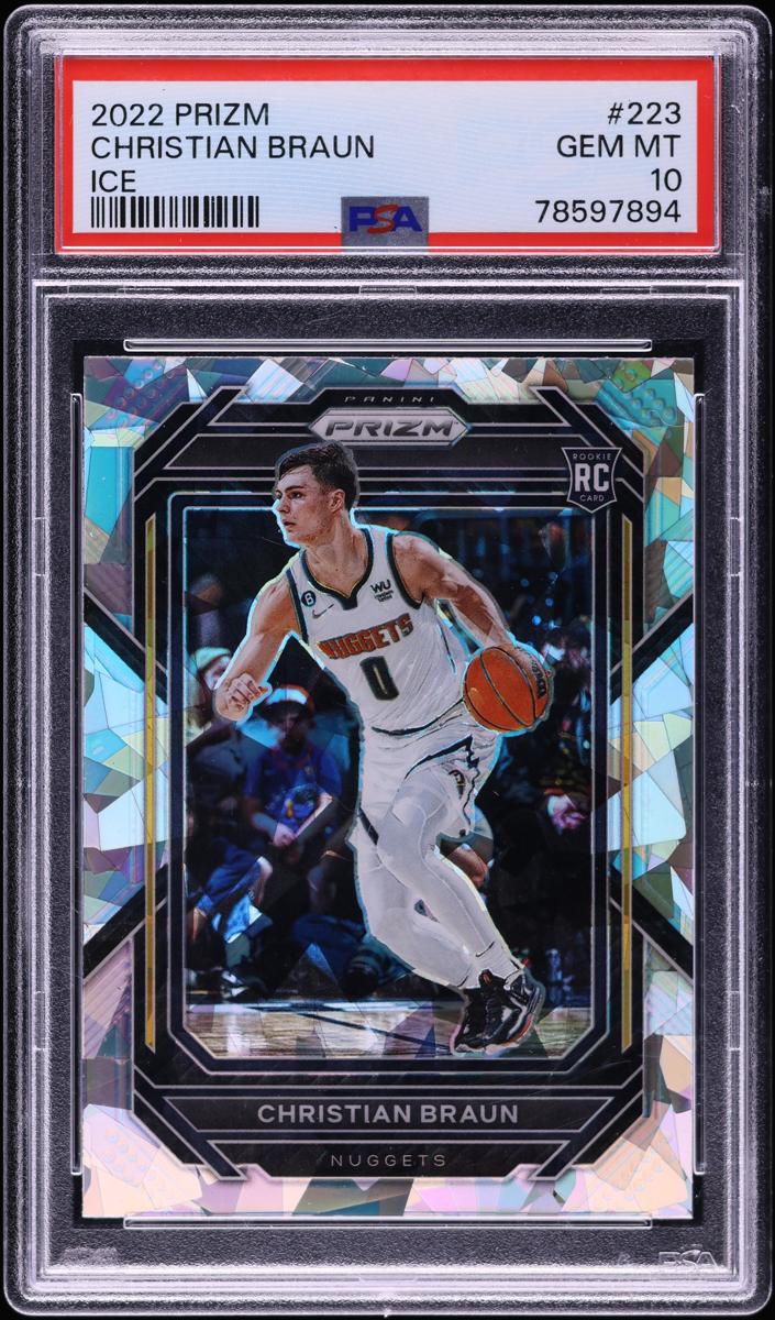 2022 Panini Prizm Basketball Ice Christian Braun #223 PSA 9