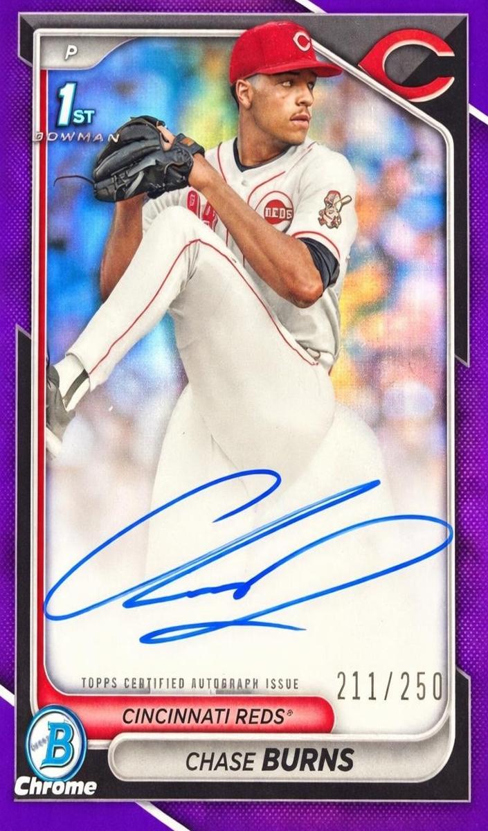 2024 Bowman Draft Chrome Baseball Purple Refractor Chase Burns #CPA-CB PSA 9