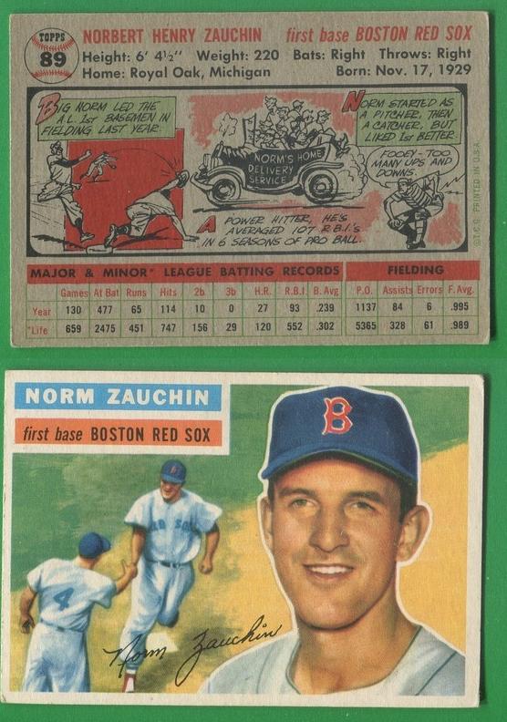 1956 Topps Baseball Norm Zauchin #89