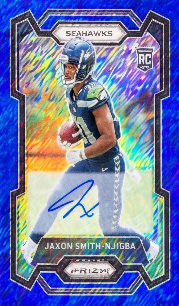2023 Panini Prizm Football Blue Shimmer Jaxon Smith-Njigba #390 PSA 9