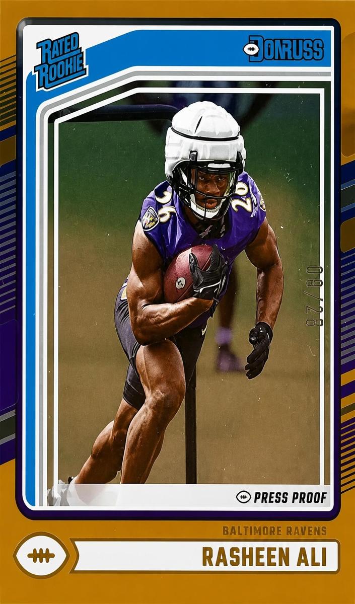 2024 Panini Donruss Football Press Proof Gold Die-Cut Rasheen Ali #347