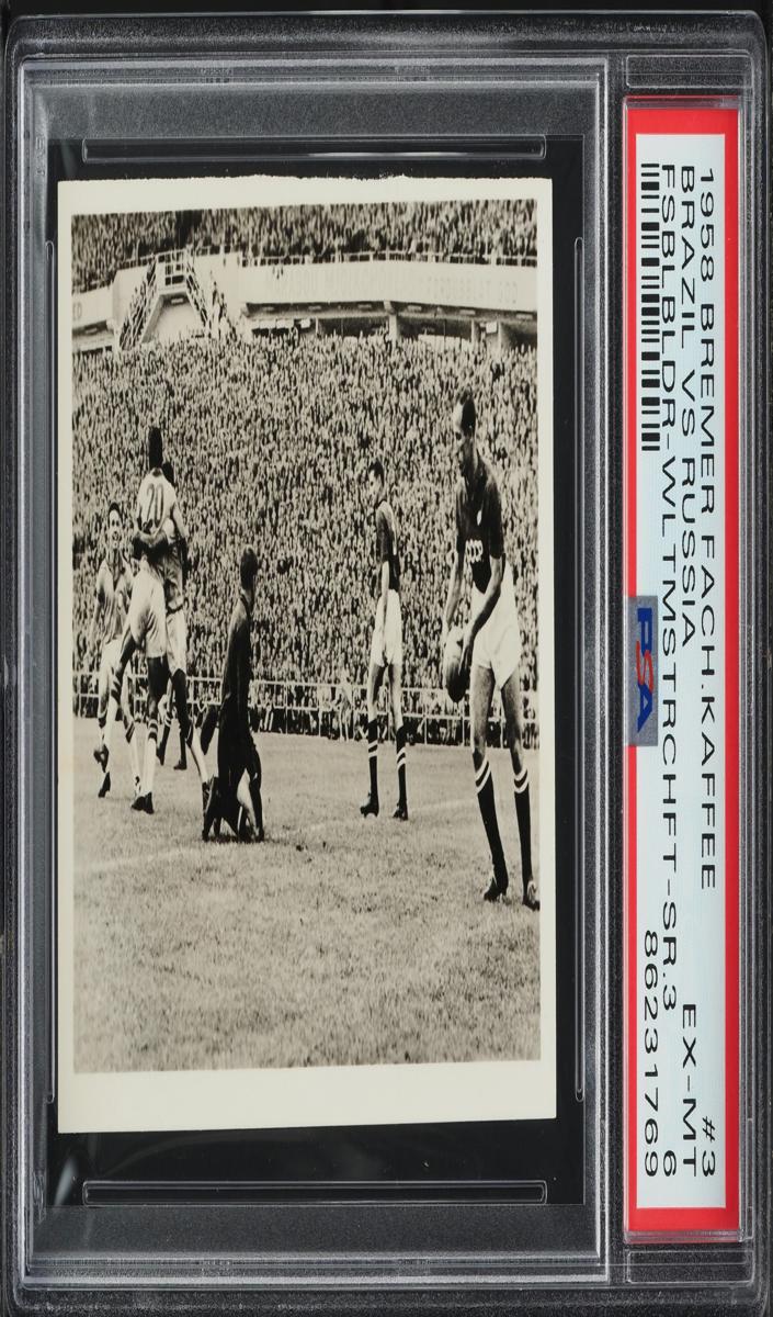 1958 Bremer Fachring Kaffee Fussballbilder-Weltmeisterschaft Soccer Series 3 Brazil VS Russia #3 PSA 8.5