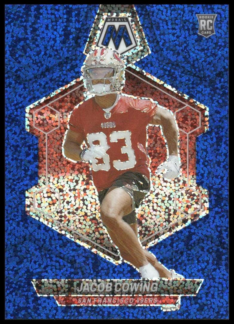 2024 Panini Mosaic Football Blue Sparkle Jacob Cowing #390