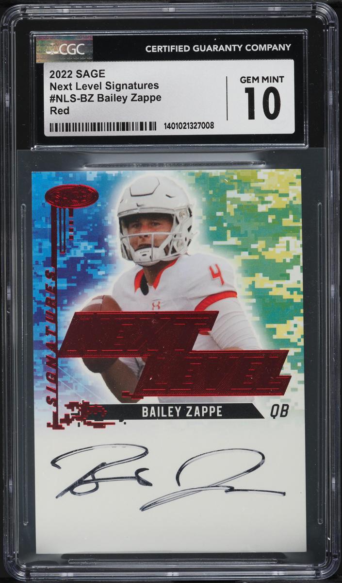 2022 Sage Football Red Bailey Zappe #NLS-BZ CSG 8.5