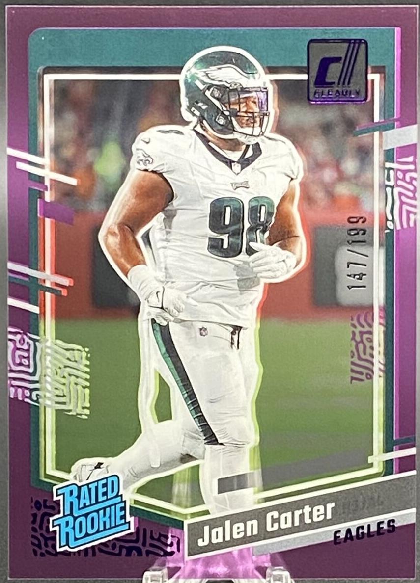 2023 Panini Clearly Donruss Football Purple Jalen Carter #64 PSA 10