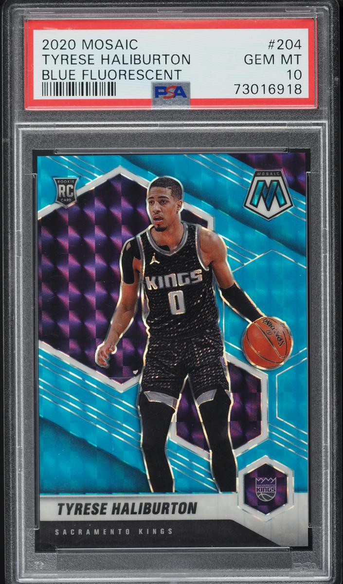 2020 Panini Mosaic Basketball Blue Fluorescent Tyrese Haliburton #204 PSA 10