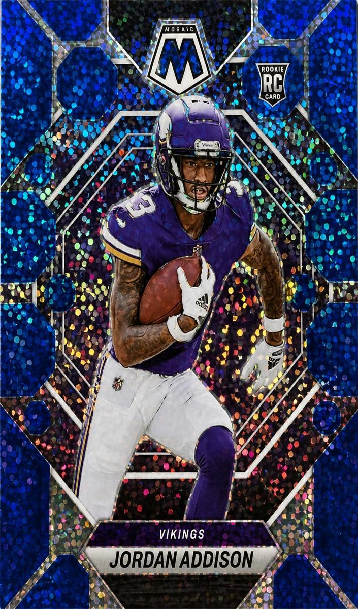 2023 Panini Mosaic Football Blue Sparkle Jordan Addison #337