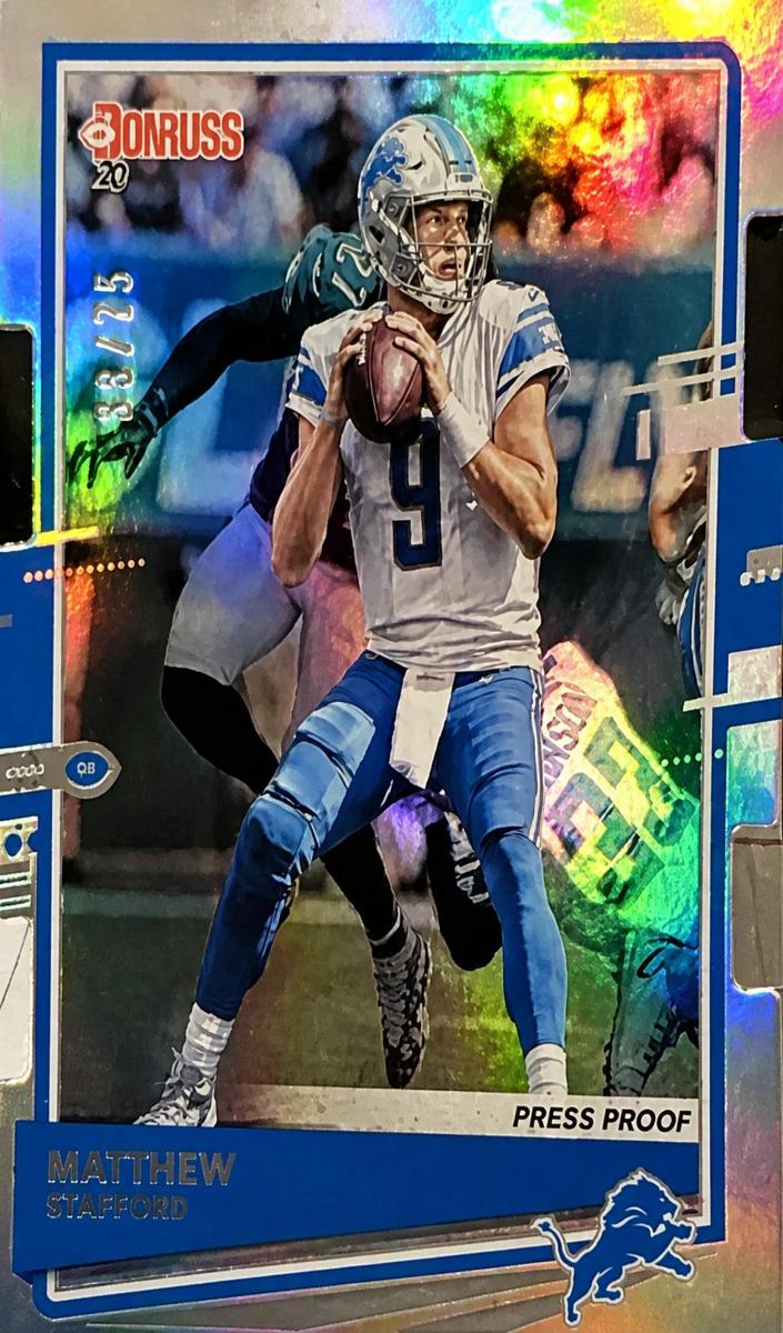 2020 Panini Donruss Football Press Proof Silver Die-Cut Matthew Stafford #96