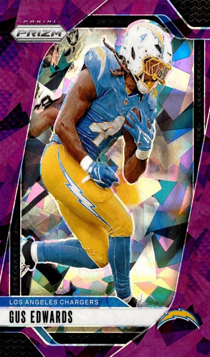2024 Panini Prizm Football Purple Ice Gus Edwards #158