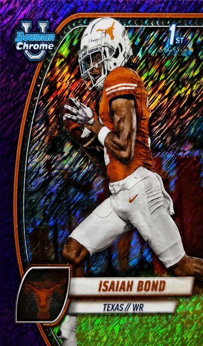 2024 Bowman Chrome University Football Shimmer Purple Refractor Isaiah Bond #60