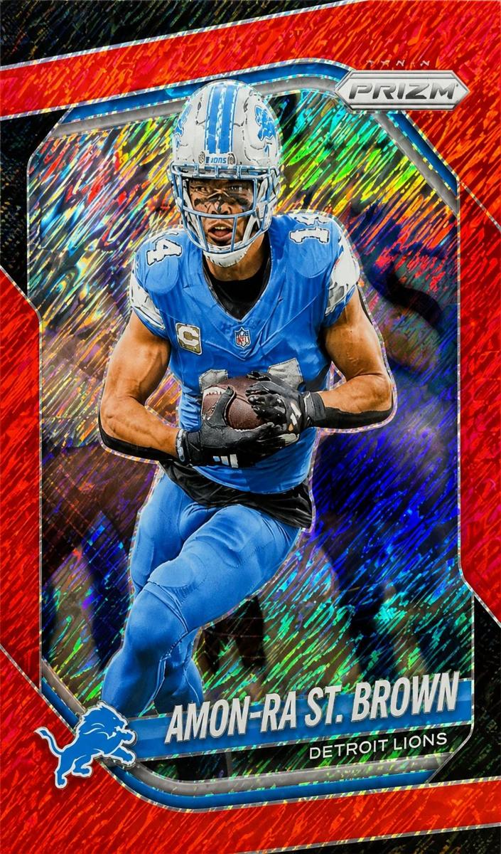 2025 Panini Prizm Football Red Shimmer Amon-Ra St. Brown #187