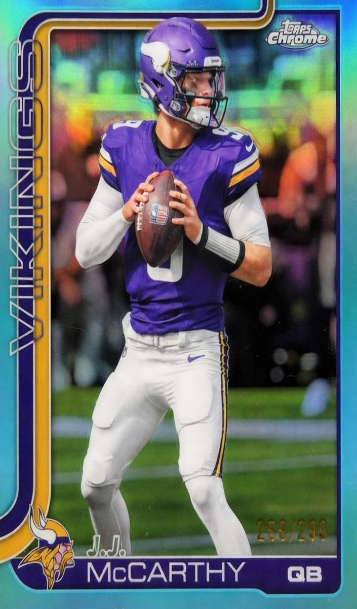 2025 Topps Chrome Football Teal Refractor J.J. McCarthy #199