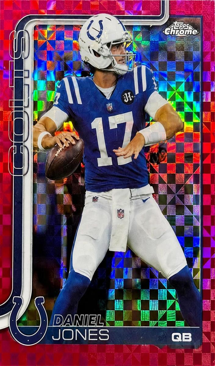 2025 Topps Chrome Football Hot Pink X-Fractor Daniel Jones #132