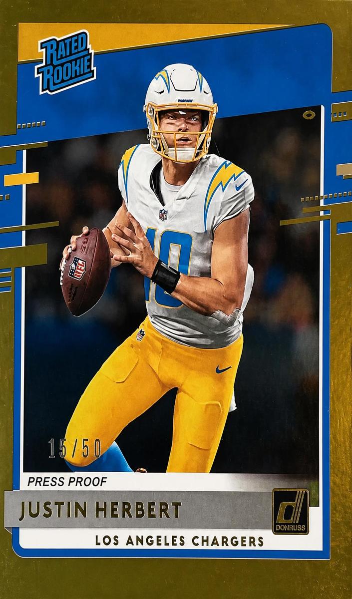 2020 Panini Donruss Football Press Proof Gold Justin Herbert #303 PSA 9
