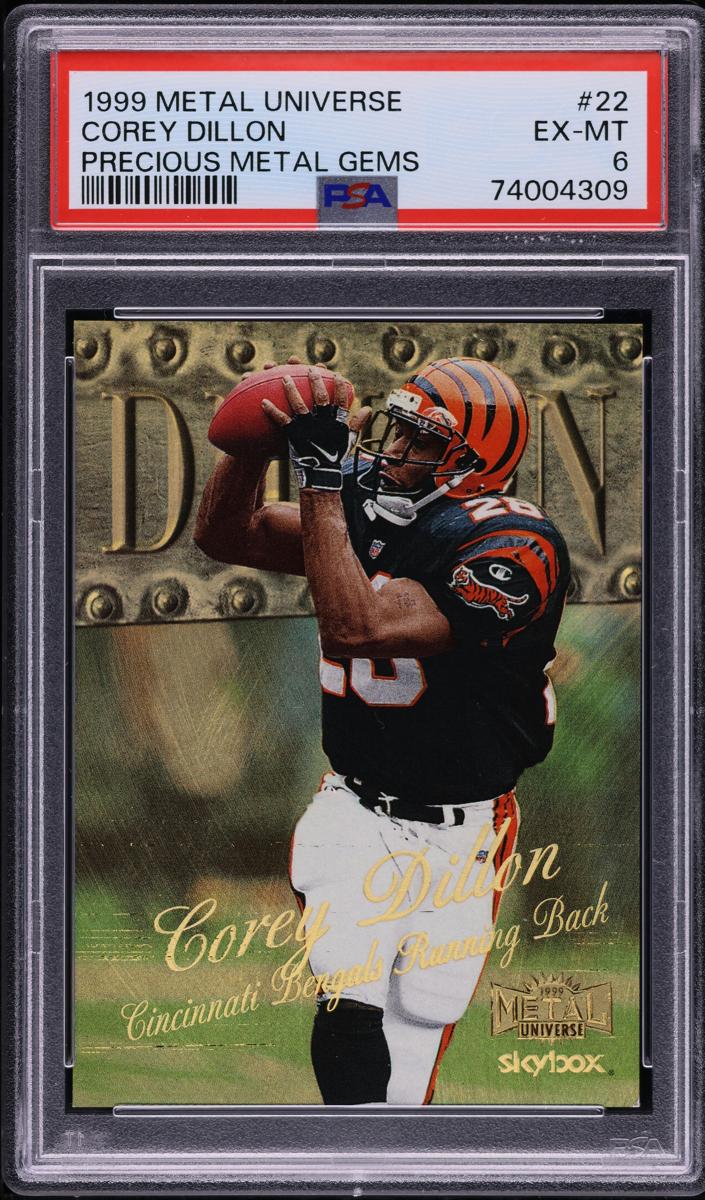 1999 Skybox Metal Universe Football Precious Metal Gems Corey Dillon #22 PSA 7