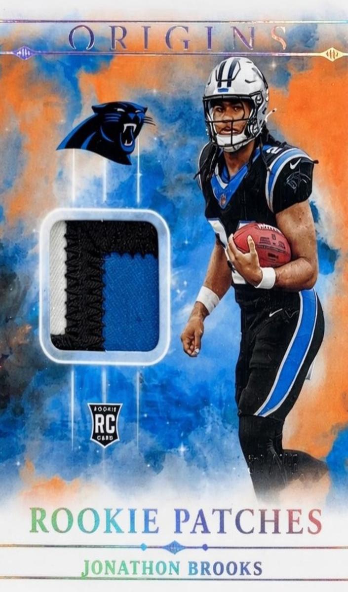 2024 Panini Origins Football Orange Jonathon Brooks #RPT-JBR PSA 7