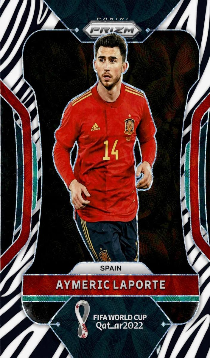2022 Panini Prizm FIFA World Cup Qatar Soccer Choice Prizms Zebra Aymeric Laporte #218