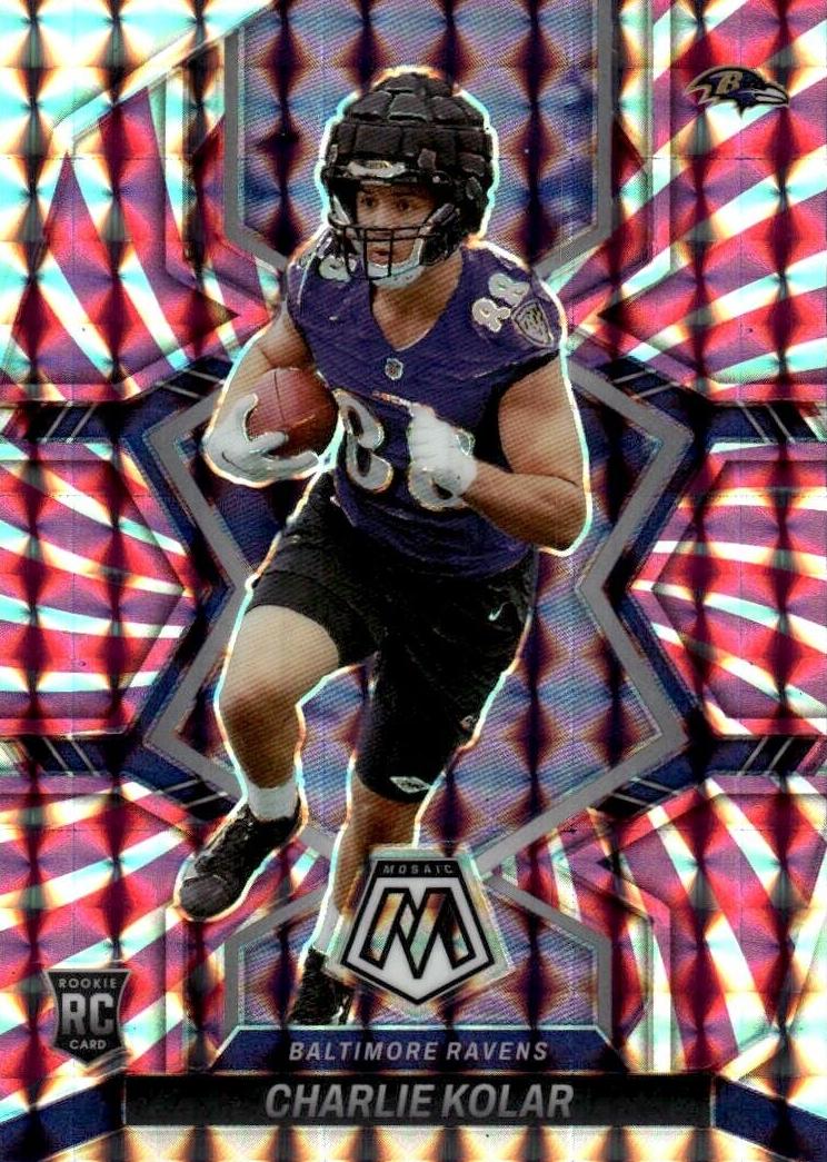 2022 Panini Mosaic Football Pink Swirl Charlie Kolar #363
