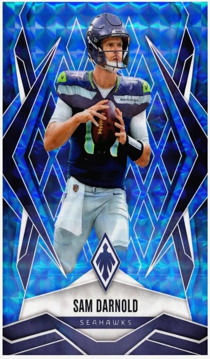 2025 Panini Phoenix Football Light Blue Pyramids Sam Darnold #49