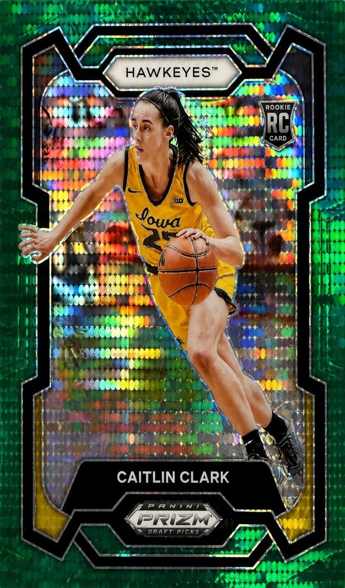 2024 Panini Prizm Draft Picks Basketball Green Pulsar Caitlin Clark #57 PSA 9
