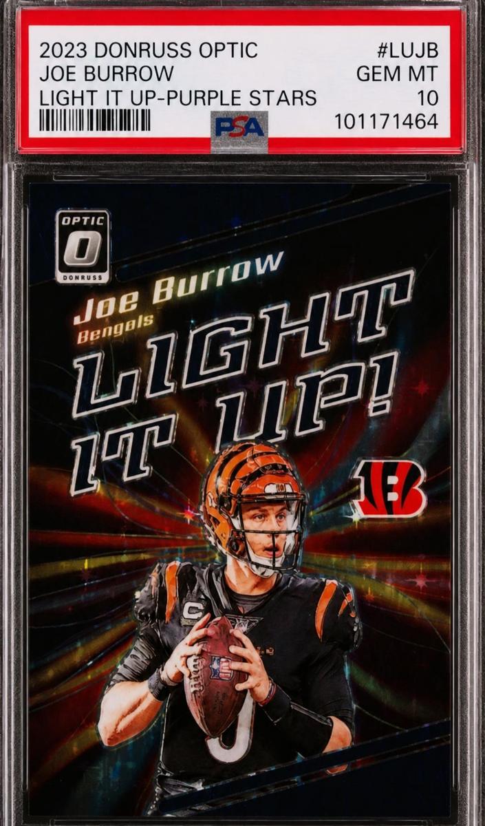 2023 Donruss Optic Football Purple Stars Joe Burrow #LU-JB PSA 8.5