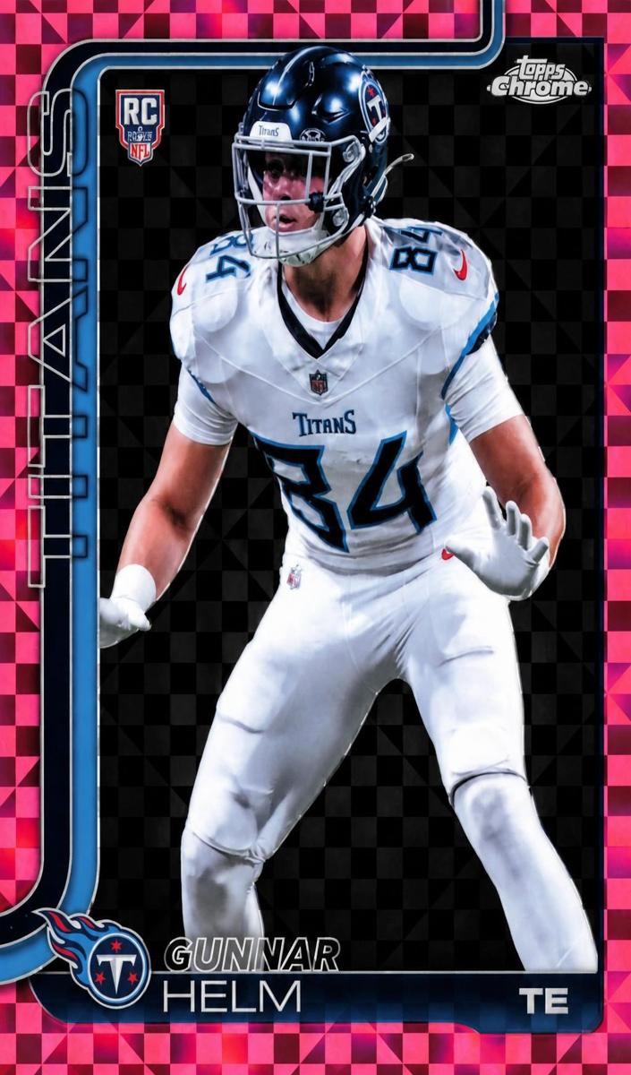 2025 Topps Chrome Football Hot Pink X-Fractor Gunnar Helm #305