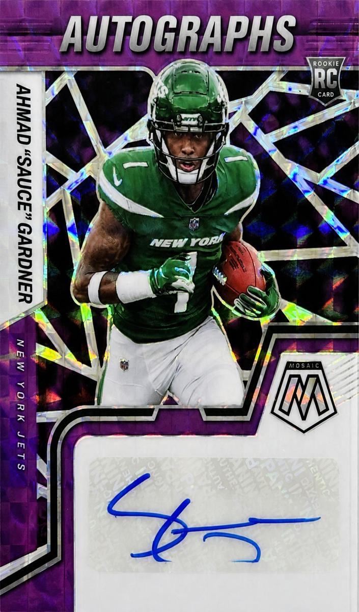 2022 Panini Mosaic Football Purple Ahmad "Sauce" Gardner #RAM-AG PSA 9