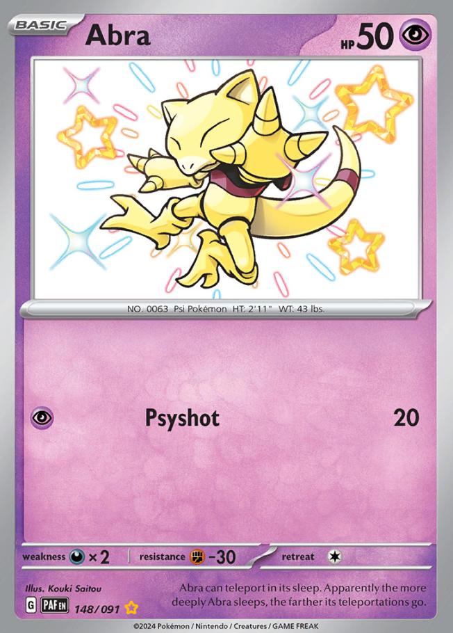 2024 Pokemon Scarlet & Violet Paldean Fates Abra #148