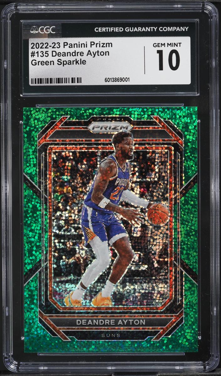 2022 Panini Prizm Basketball Green Sparkle Deandre Ayton #135 CGC 9.5