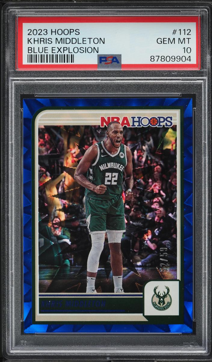 2023 Panini Hoops Basketball Blue Explosion Khris Middleton #112 PSA 10