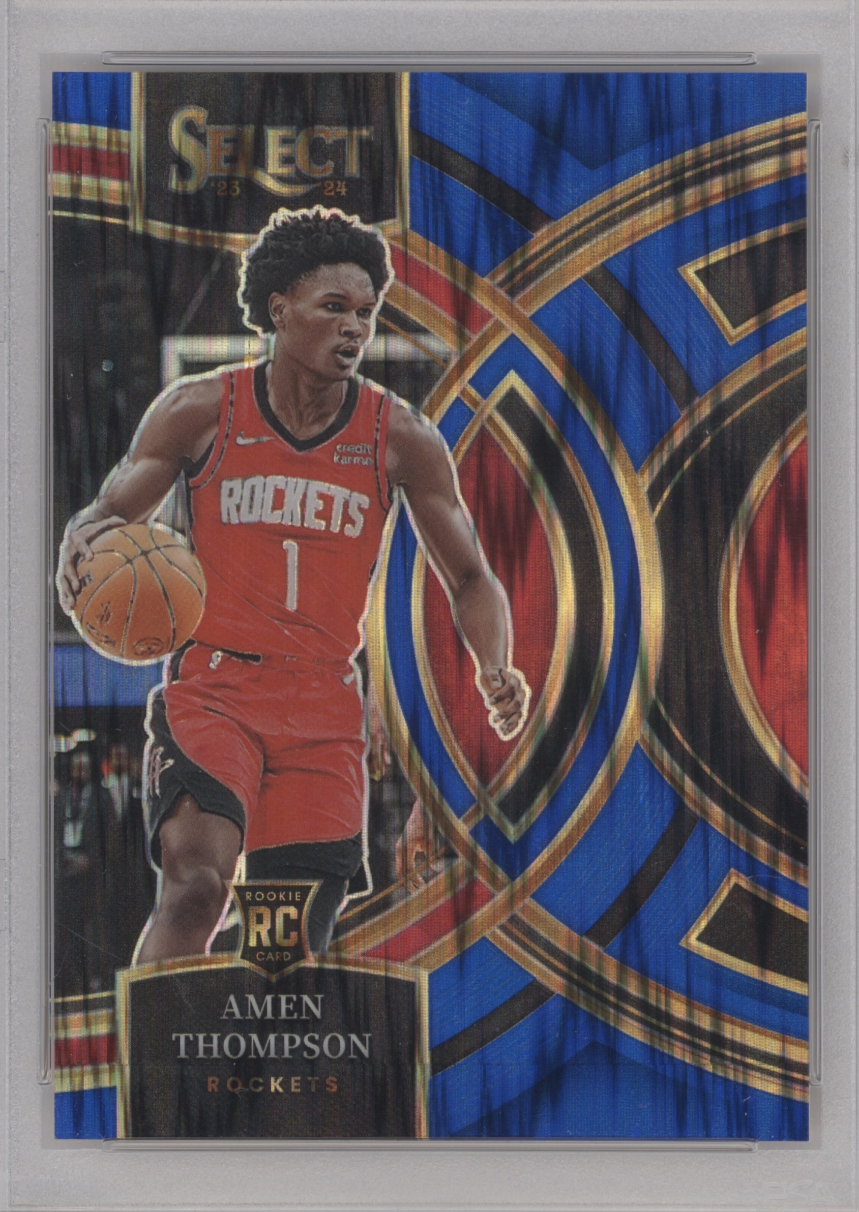 2023 Panini Select Basketball Blue Flash Amen Thompson #122 PSA 10