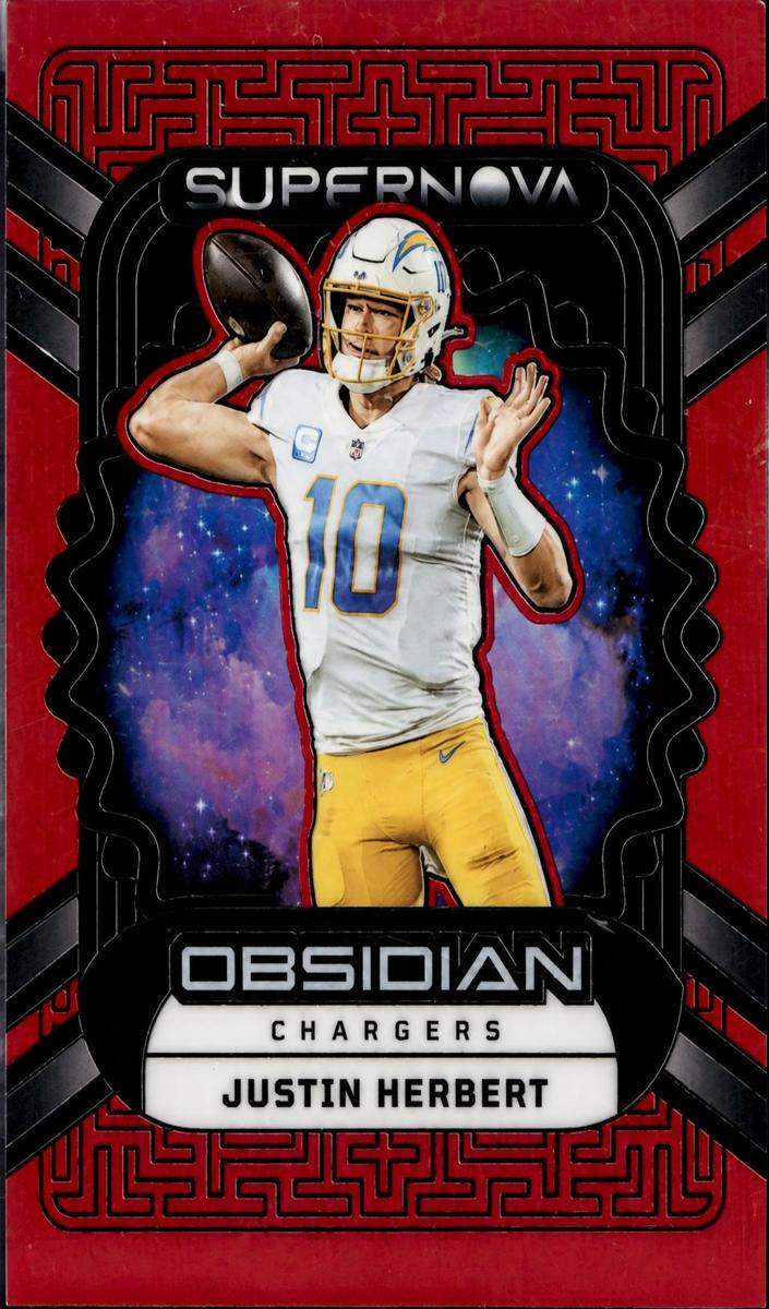 2023 Panini Obsidian Football Asia Electric Etch Red Flood Justin Herbert #8