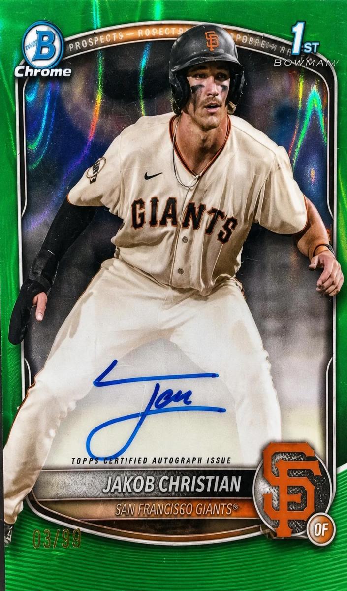 2025 Bowman Chrome Baseball Green Lava Refractor Jakob Christian #CPA-JCH PSA 8
