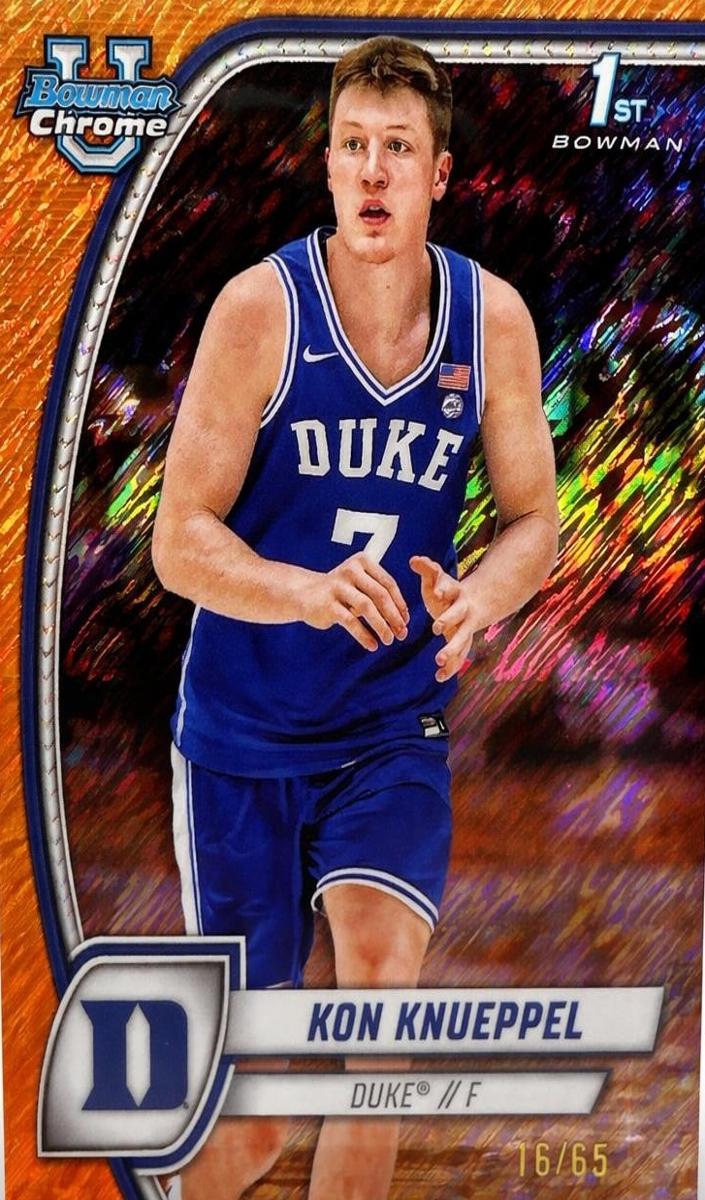 2024 Bowman Chrome University Basketball Orange Shimmer Refractor Kon Knueppel #48