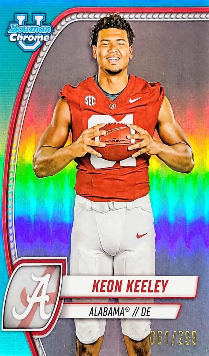 2024 Bowman Chrome University Football Aqua Refractor Keon Keeley #113