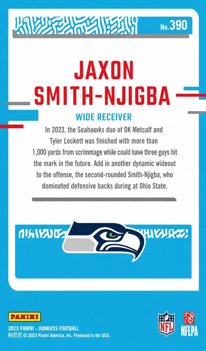 2023 Panini Donruss Football Aqueous Test Jaxon Smith-Njigba #390
