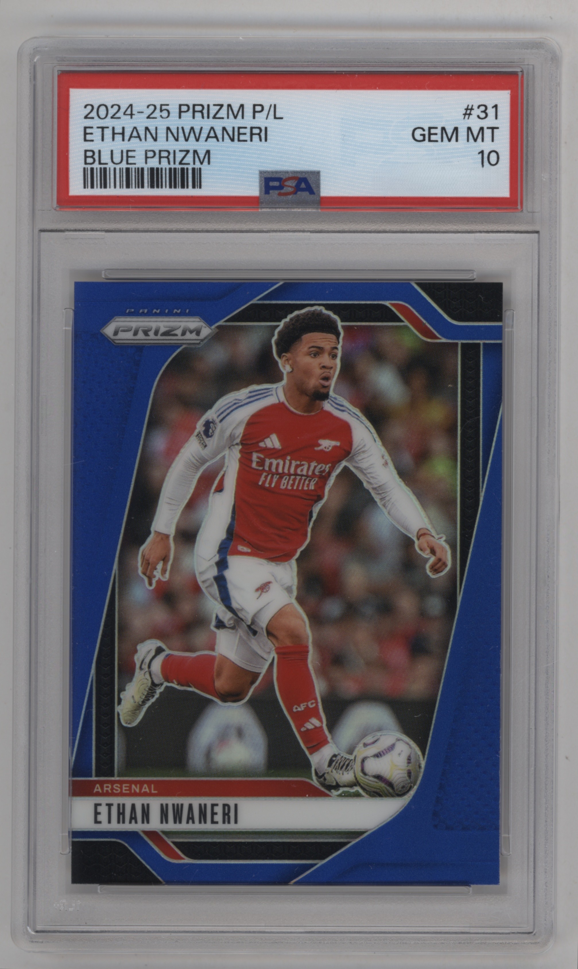 2024 Panini Prizm Premier League Soccer Blue Ethan Nwaneri #31 PSA 10