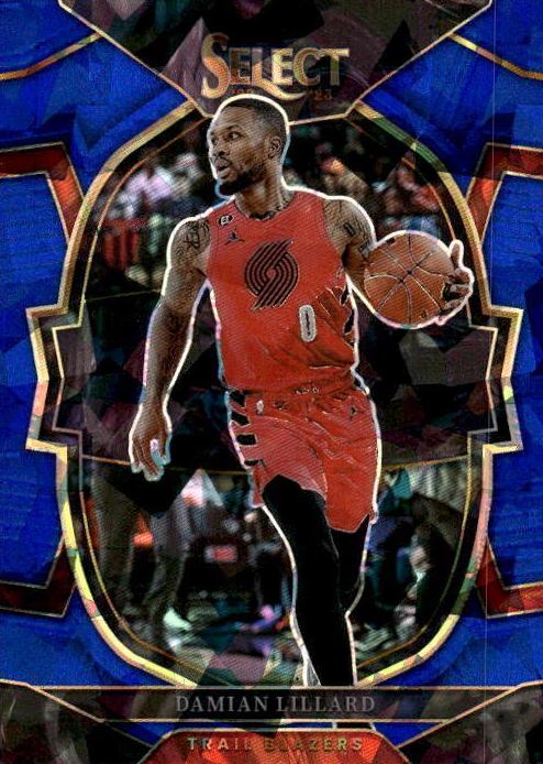 2022 Panini Select Basketball Blue Cracked Ice Damian Lillard #7
