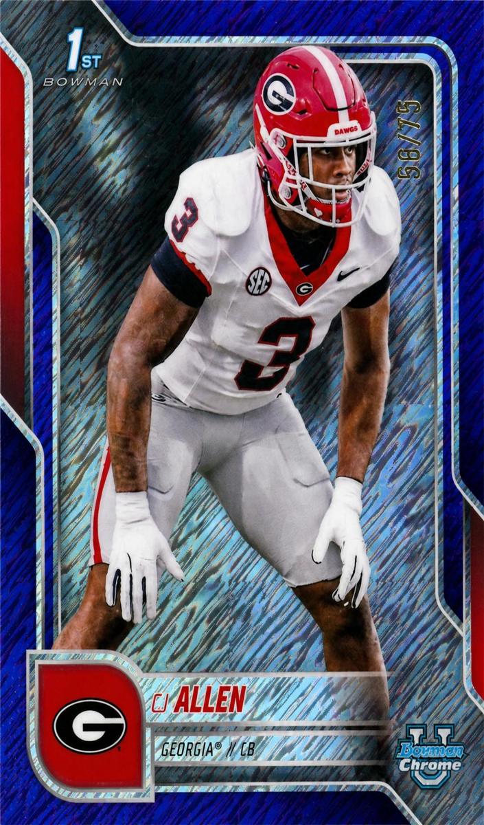 2025 Bowman Chrome University Football Purple Shimmer Refractor CJ Allen #140