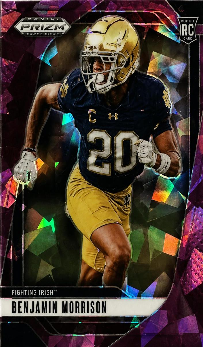 2025 Panini Prizm Draft Picks Football Purple Ice Benjamin Morrison #75 PSA 9