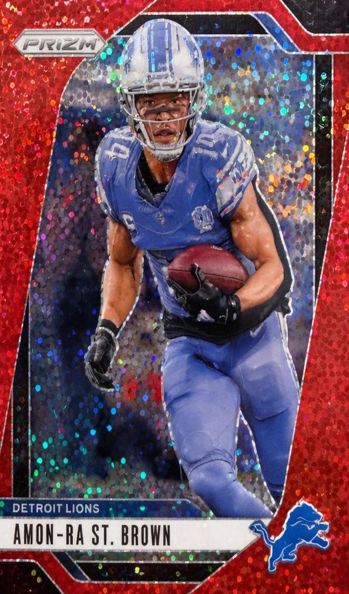 2024 Panini Prizm Football Red Sparkle Amon-Ra St. Brown #95