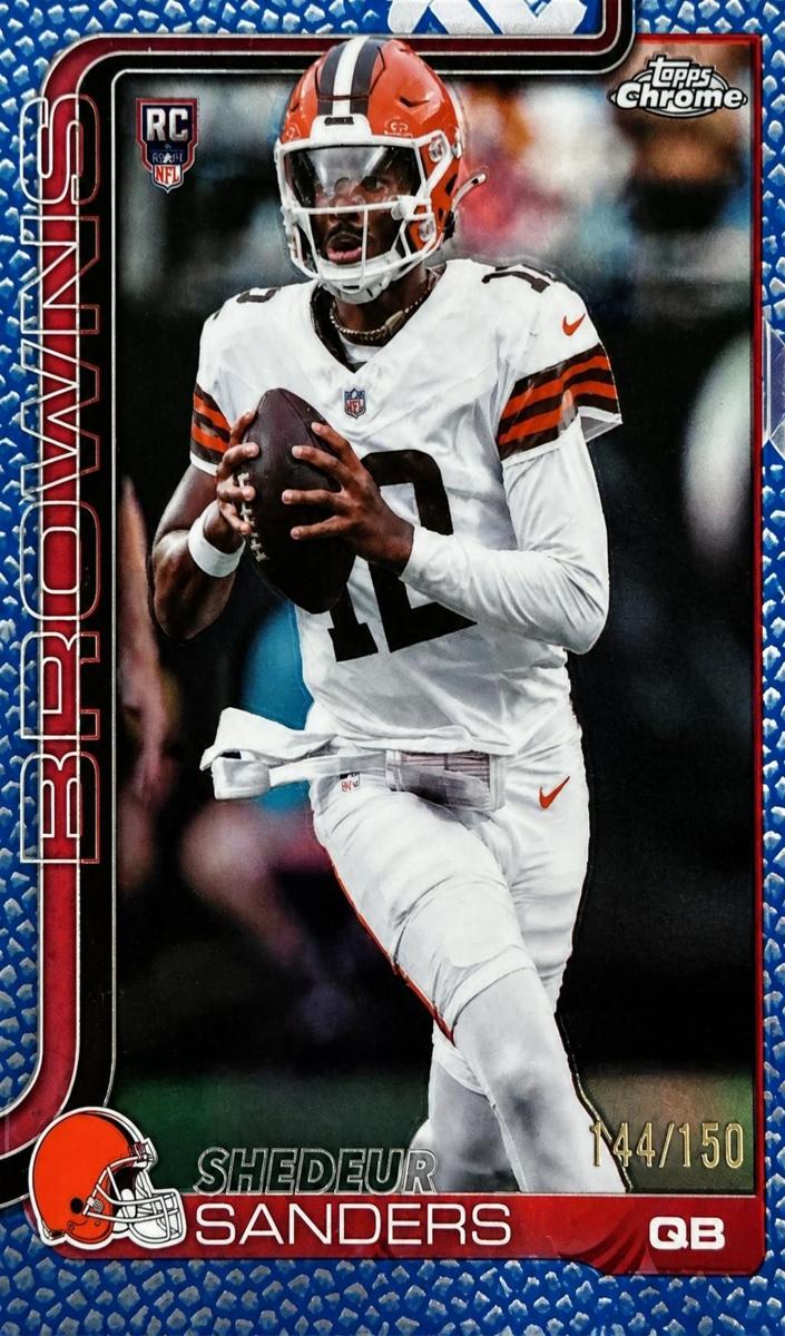 2025 Topps Chrome Football Football Leather Blue Refractor Shedeur Sanders #315