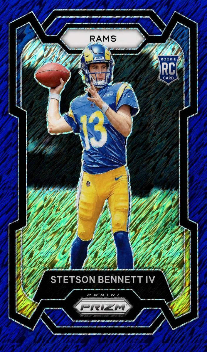 2023 Panini Prizm Football Blue Shimmer Stetson Bennett IV #358 PSA 9