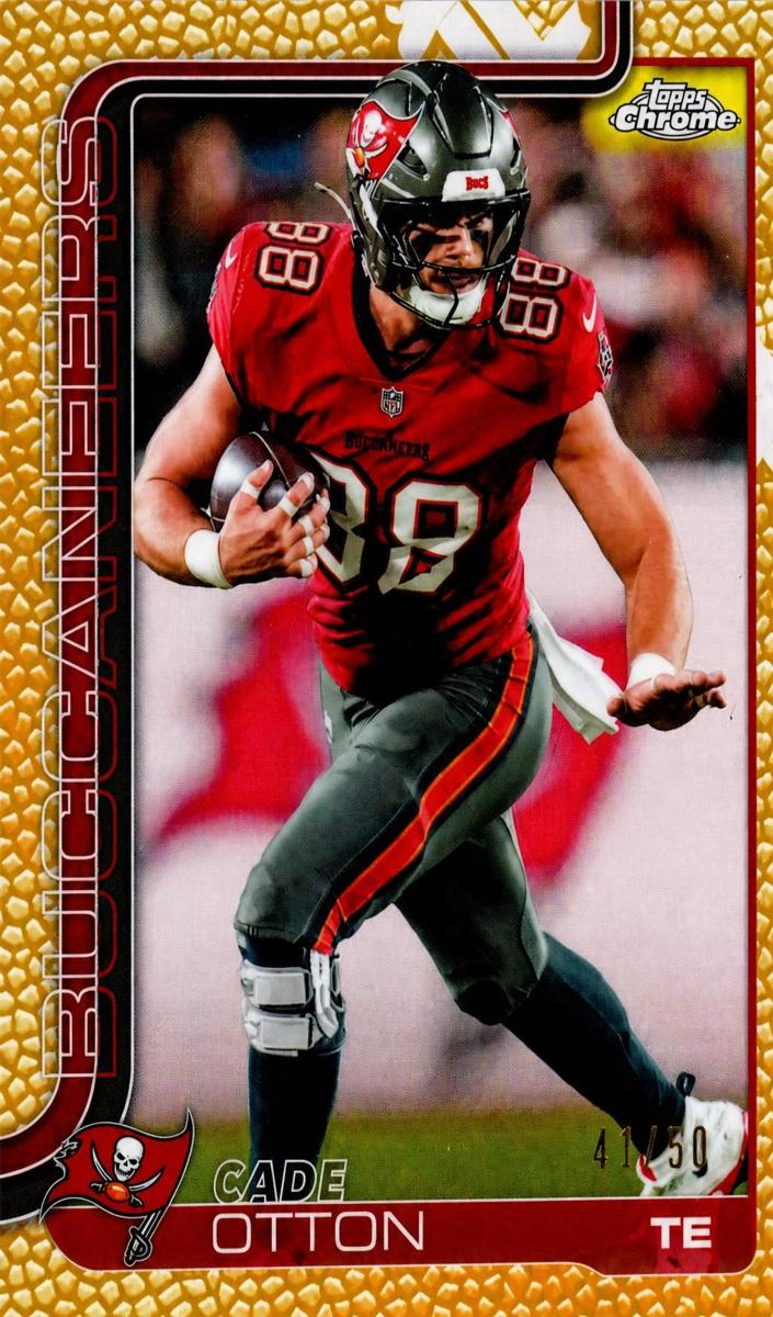 2025 Topps Chrome Football Football Leather Gold Refractor Cade Otton #284