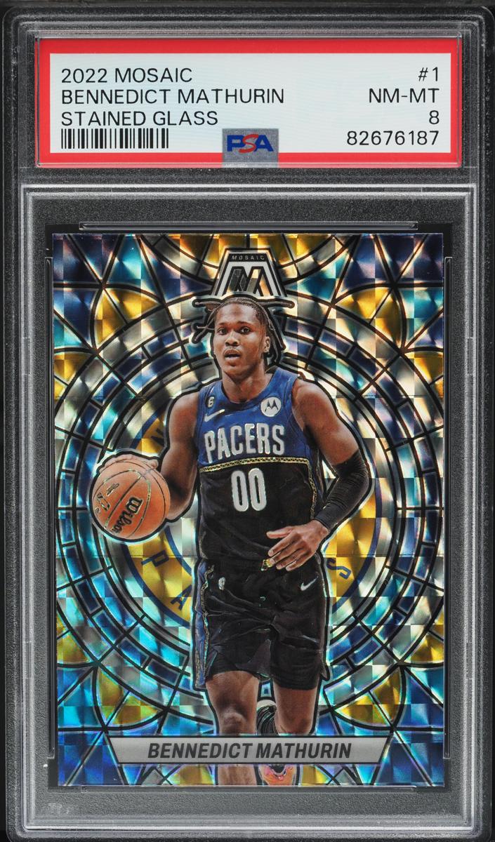 2022 Panini Mosaic Basketball Mosaic Bennedict Mathurin #8 PSA 8