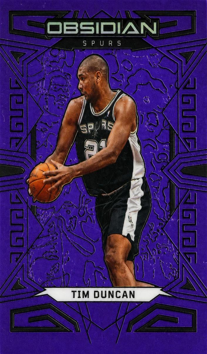 2022 Panini Obsidian Basketball Electric Etch Purple Flood Tim Duncan #150